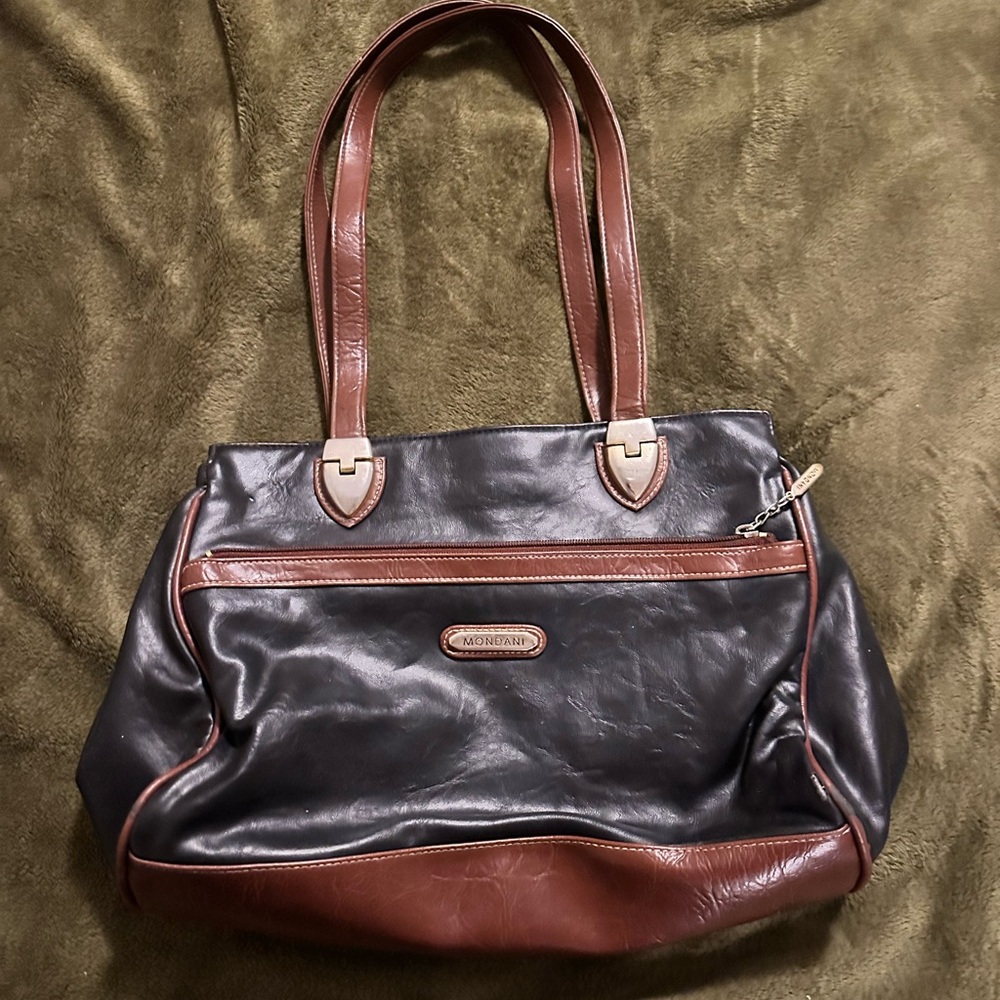 Vintage Mondaine Black and Brown Tote Bag